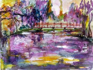 Charleston South Carolina Magnolia Gardens Watercolors Painting larger