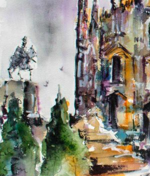 Milan Italy Art Watercolor painting detail