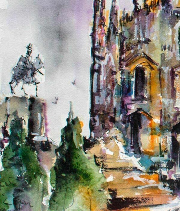 Milan Italy Art Large Original Watercolor And Ink By Ginette Fine Art