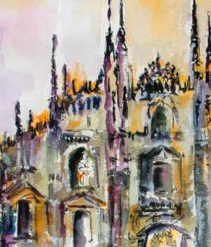 Milan Italy Art Watercolor painting detail 2