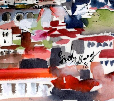 Florence Italy Cathedral Original Watercolor Art detail
