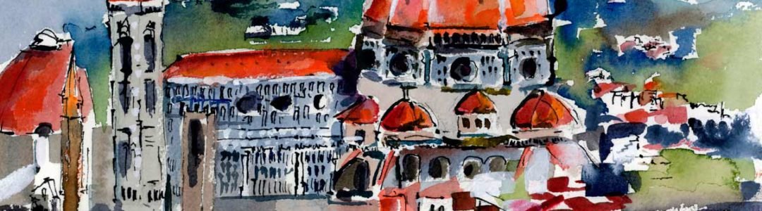 Florence Italy Painting Cathedral Original Watercolor Art