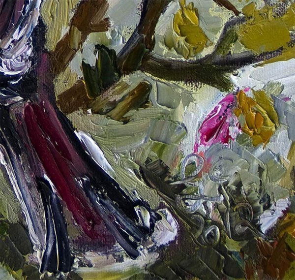 Impressionist Original Oil Painting Mockingbird D