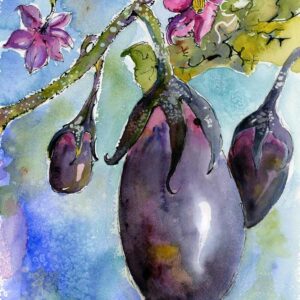 Eggplant Food Art Watercolors