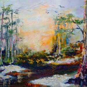 Beauty of black water landscape impressionist oil paintings