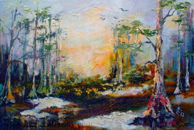 Beauty of black water landscape impressionist oil paintings