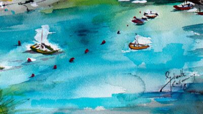 Vernazza Dreams Watercolor and Ink detail 3