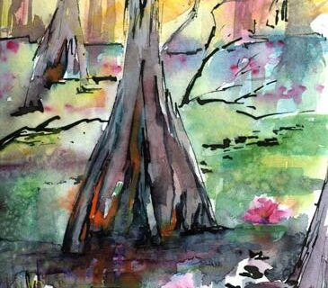 give away watercolor painting lily pads