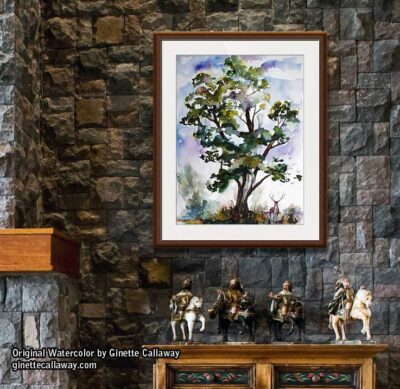 black locust tree watercolor painting by Ginette Fine Art