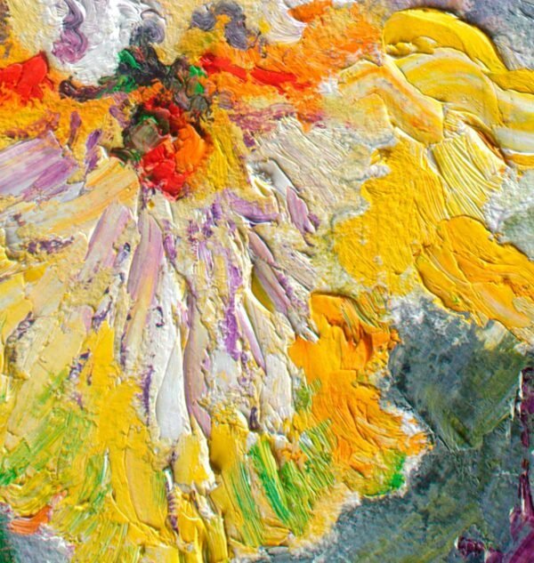 Hummingbird Palette Knife Oil Painting detail