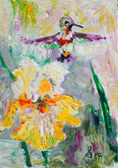Hummingbird oil paintings palette knife