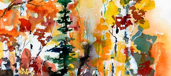 Autumn Forest Symphony Watercolors Trees Paintings