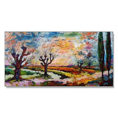 Autumn Bird Migration Landscape Post Impressionist Oil Painting 1