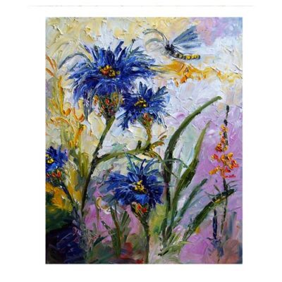 Cornflowers Provence Oil painting by Ginette fine Art