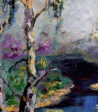 River Landscape Wetland Magic Oil Painting D