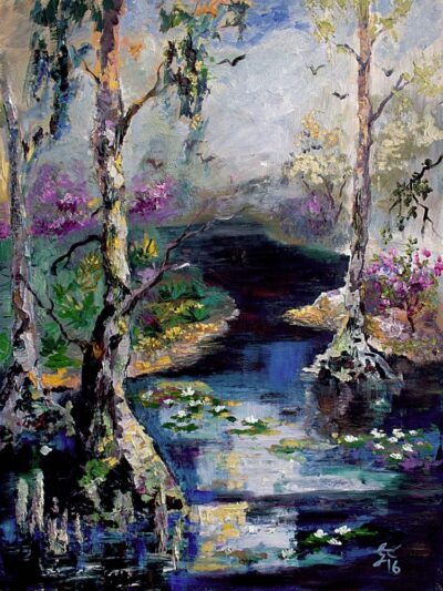 River Landscape Wetland Magic Oil Painting