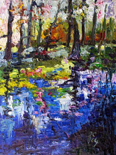 Oil Painting Linen Wetland Reflections Impressionism