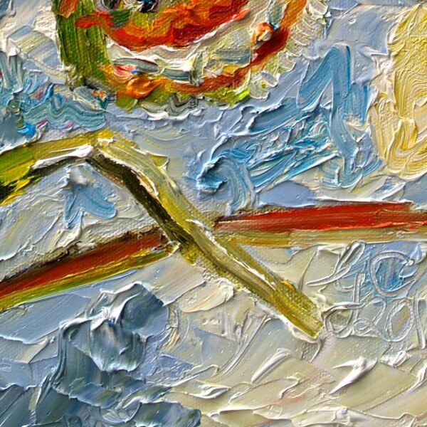 Green Tropical Butterfly Impressionist Oil Painting  - Image 3