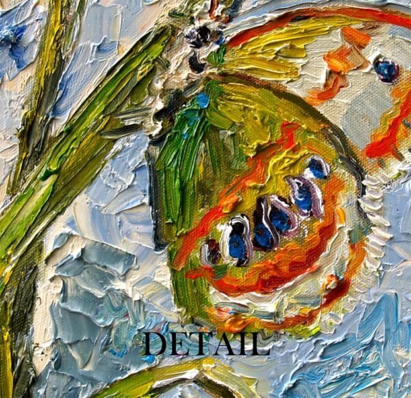 Green Tropical Butterfly Impressionist Oil Painting  - Image 4