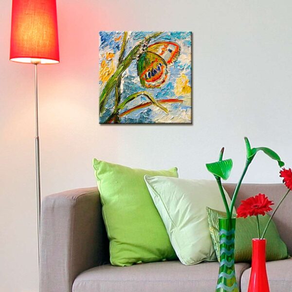 Green Tropical Butterfly Impressionist Oil Painting  - Image 6