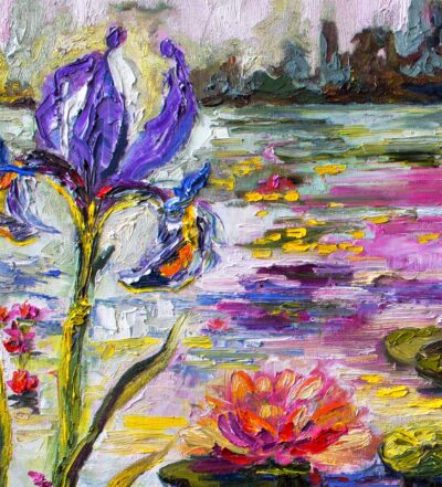 Summer Garden Pond Oil Painting Ginette Fine Art