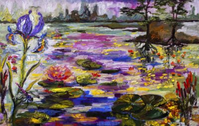 Garden Pond Oil Painting Ginette Fine Art