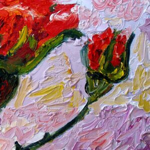 Red Rose Bud Oil Painting