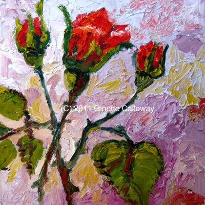Red Rose Bud Oil Painting