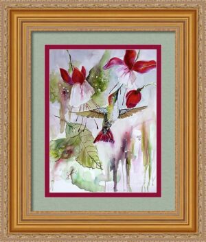 Hummingbirds Song 2 Watercolor Paintings frame sample