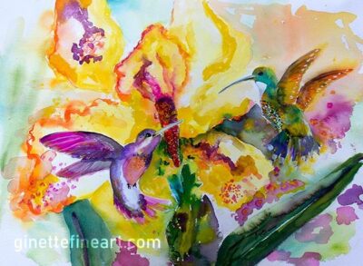 Hummingbirds Song Watercolor paintings