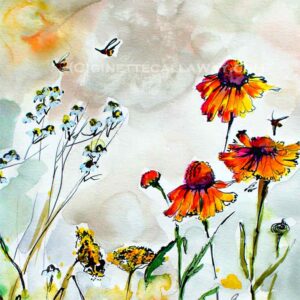 Wildflowers Gathering Watercolors detail