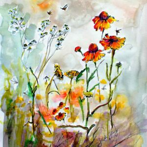 Wildflowers Gathering Watercolors Floral Art showcased