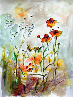 Wildflowers Gathering Watercolors Floral Art showcased