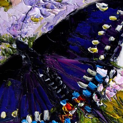 Black Butterfly Palette Knife Oil Painting detail 3