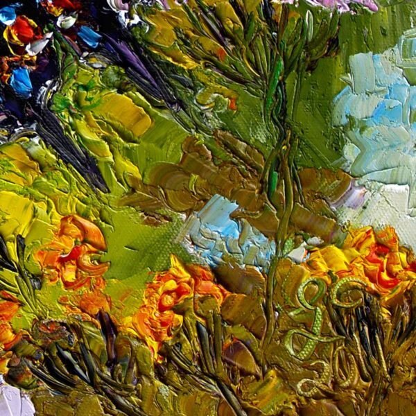 Black Butterfly Palette Knife Oil Painting detail 2
