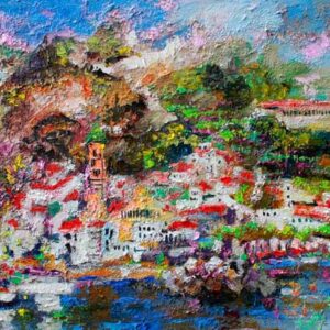 Sailing Past Amalfi Large Original Oil Painting