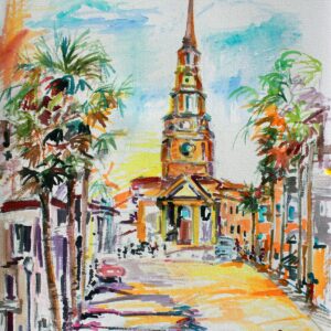 Charleston South Carolina St Philips Church Watercolor Painting