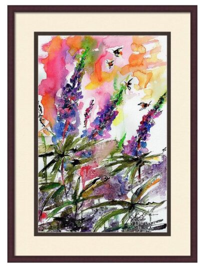 Lupines Flower Watercolors and Ink frame