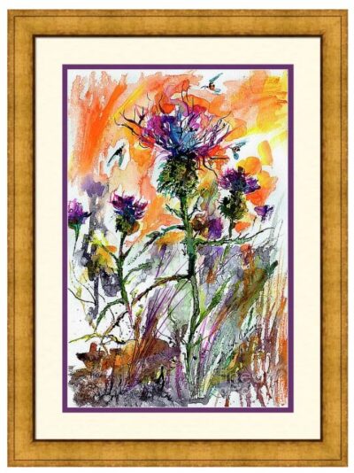 Thistles Botanical Watercolor and Ink frame example 3