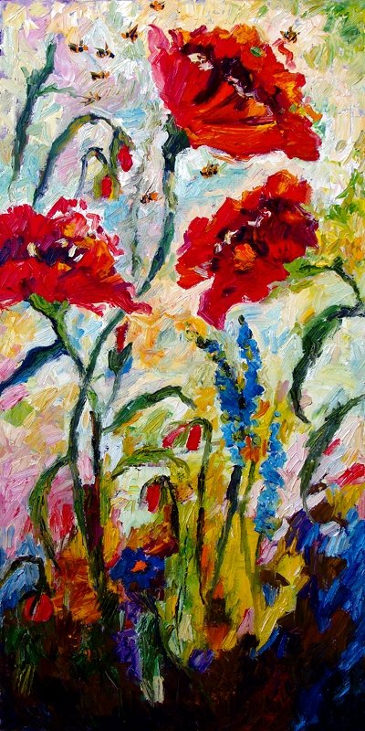 Red Poppies as Vincent van Gogh Would Paint Them