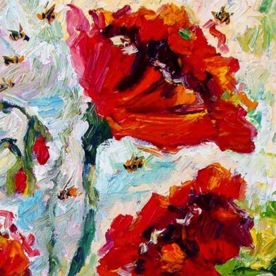 Red Poppies Oil Painting detail 1