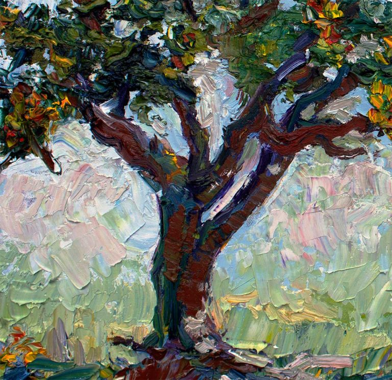Country Garden Apple Tree Impressionist Oil Painting SOLD