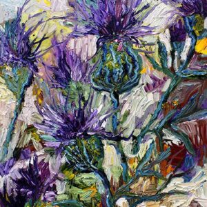 Late Summer Thistles Impressionist oil Painting