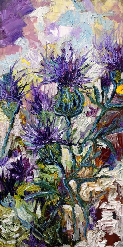 Late Summer Thistles Impressionist oil Painting