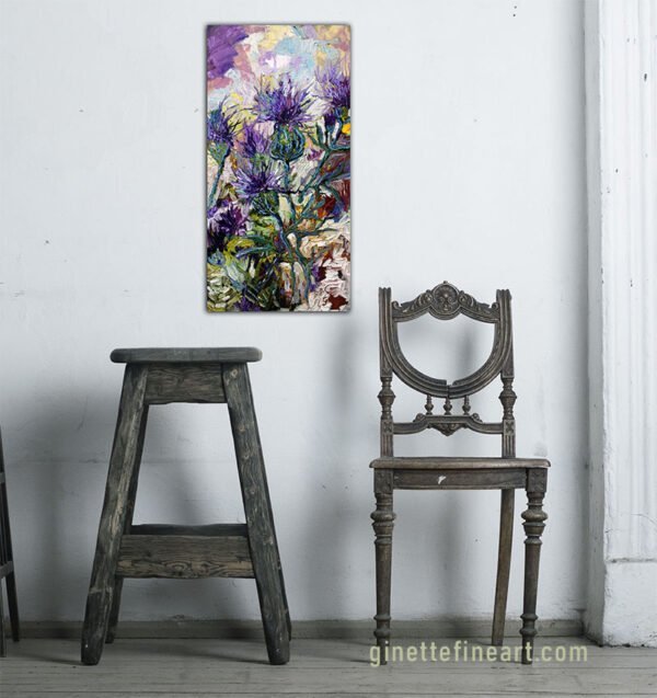 Late Summer Thistles Impressionist Oil Painting - Image 4