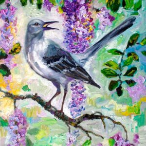 Mocking Bird in Wisteria