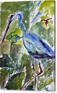 Blue Heron Stalking Watercolor
