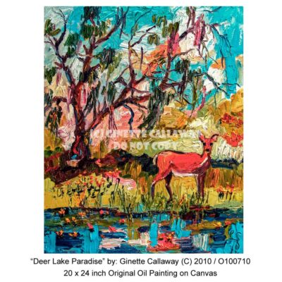 A Deer By The Lily Pond Oil Painting