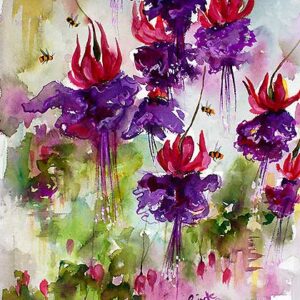 Fuchsia Flowers Watercolors