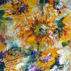 Wild Sunflowers Palette Knife Oil Painting